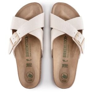 BIRKENSTOCK Eggshell Siena Vegan Slide Sandal Size 38 US Women 7 Men 5